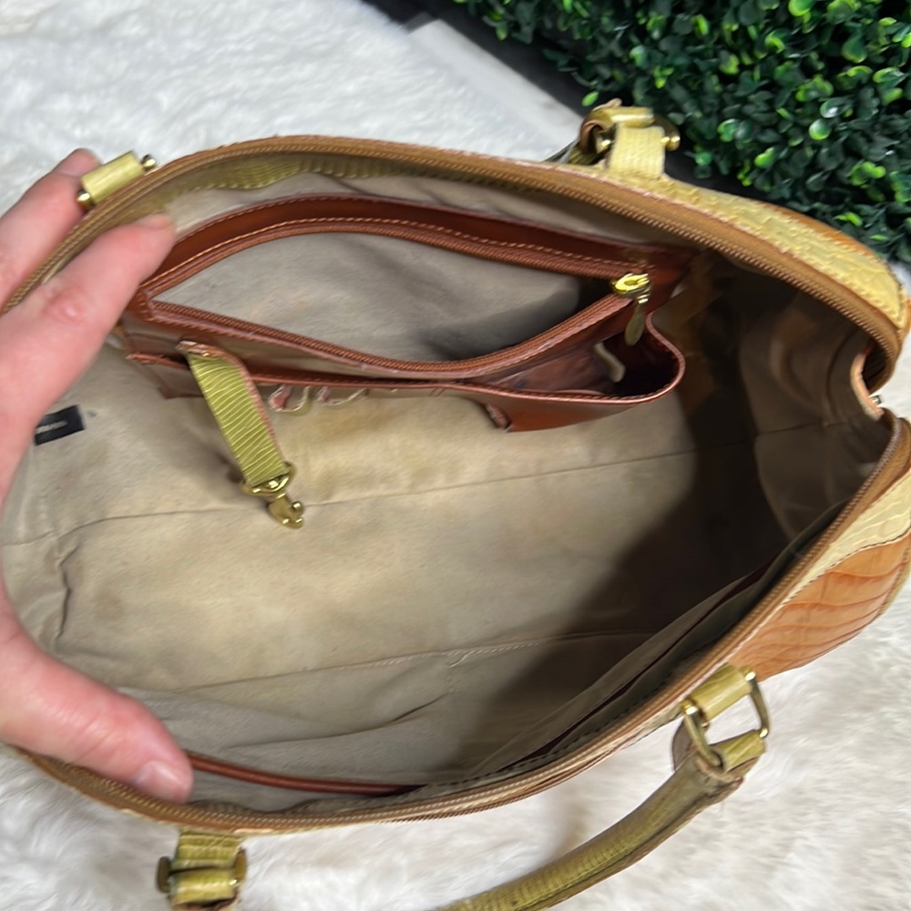 Brahmin small satchel in tan/cream handbag pure - Picture 2 of 14